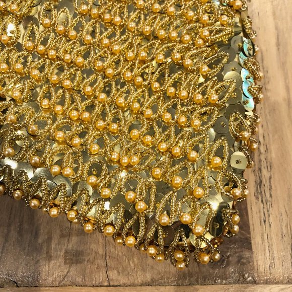 Vintage Gold Bead and Sequin Clutch - Picture 3 of 8